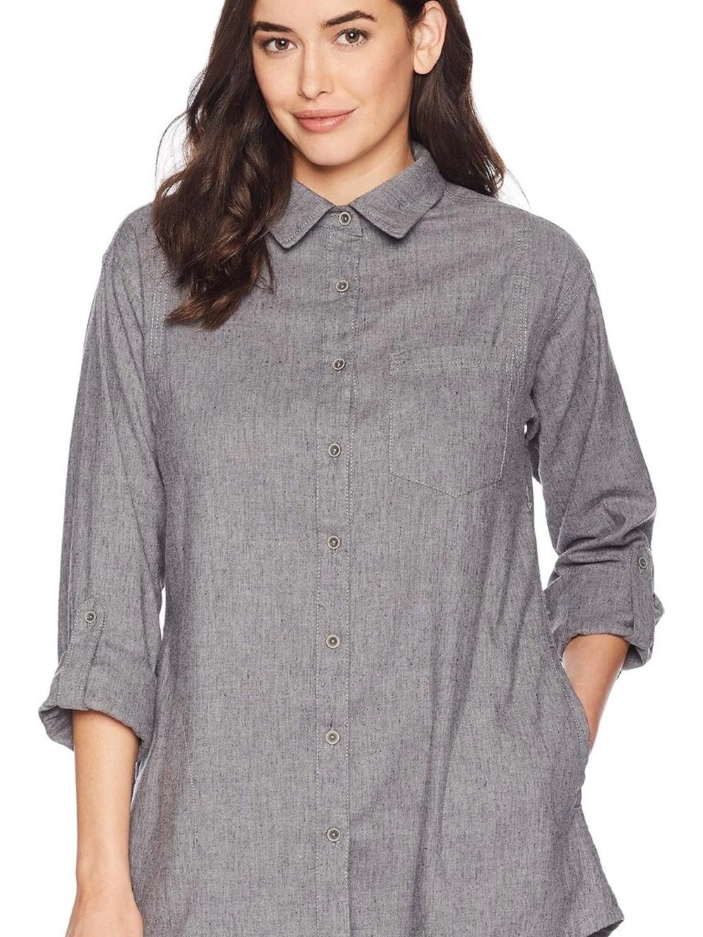 Prana Womens Aster Tunic Dark Grey M Pockets Gorpcore Utility Granola Hiking